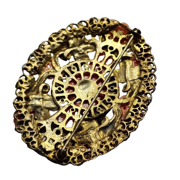 Vintage Carved Celluloid Large Brooch (A1103) - Picture 4 of 5